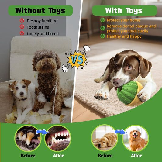 DSUMD Interactive Dog Toys, Frozen Treat Dispensing for Aggressive Chewers, Indestructible Nylon Chew Toy, Slow Puzzle Feeder for Healthy Eating, for Small Medium Large Breed to Keep Them Busy, Green