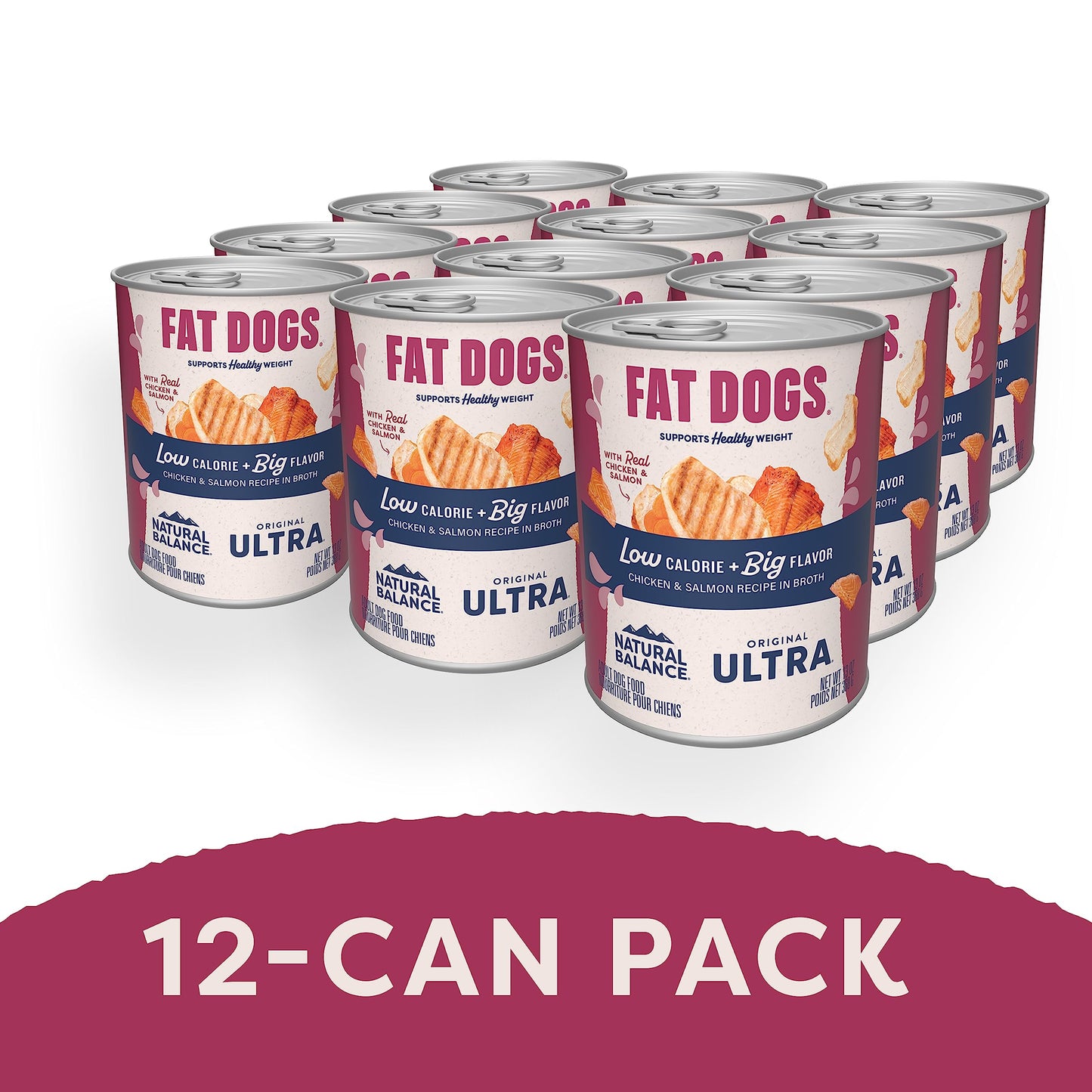 Natural Balance Original Ultra Fat Dogs Wet Dog Food, Chicken & Salmon Recipe in Broth, 13 oz. (Pack of 12)