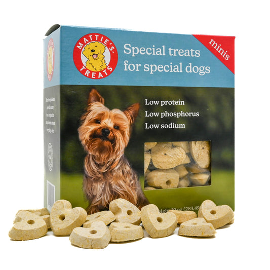 Mattie's Treats: 10oz Box, Mini Treats; Low Protein, Low Phosphorus, Low Sodium Dog Treats