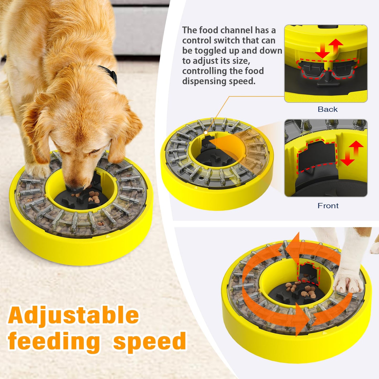 11.8In Dog Puzzle Toy Feeder Rotate Lid Slow Feeder Dog Bowl for All Puppy Puzzle Brain Games Puppy Game Toy Level 2 Keep Busy Food Treat Dispensing Slow Down Eating