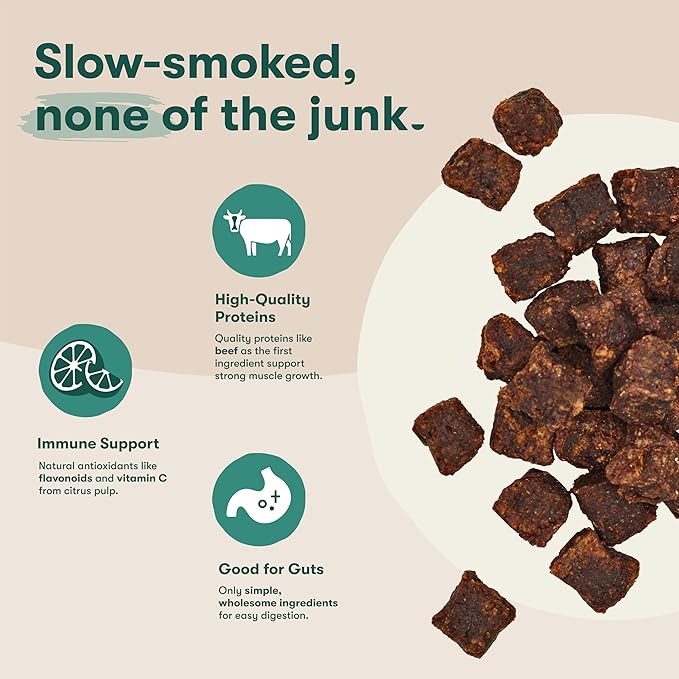 Jinx Beef Bites, Soft Jerky Dog Treats, Bite-Sized Snack, Low-Calorie and Packed with Flavor, Slow-Smoked Real Beef & Liver, No Fillers, 5oz (Pack of 2)