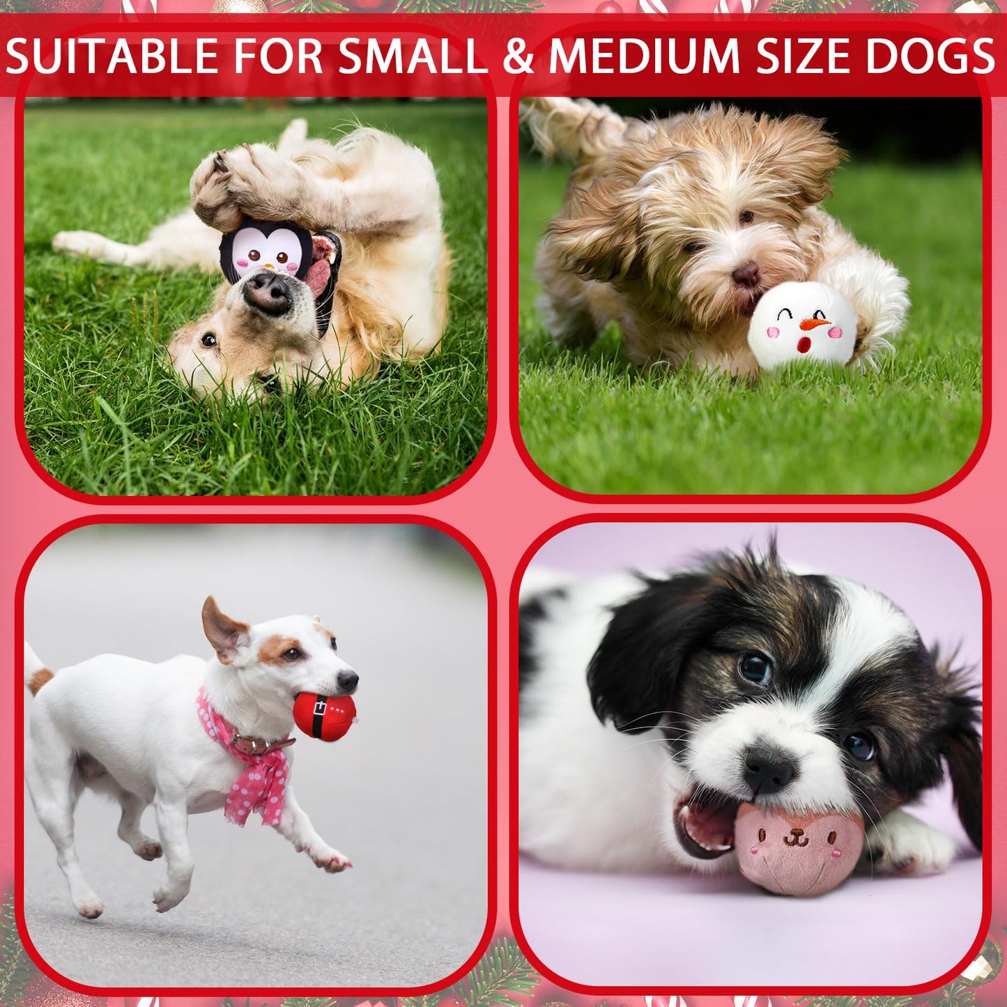Syhood 12 Pcs Squeaky Dog Toys Soft Stuffed Plush Balls with Squeakers 2.4 Inch Small Interactive Fetch Play Dog Ball Toys for Puppy Small, Medium Breed