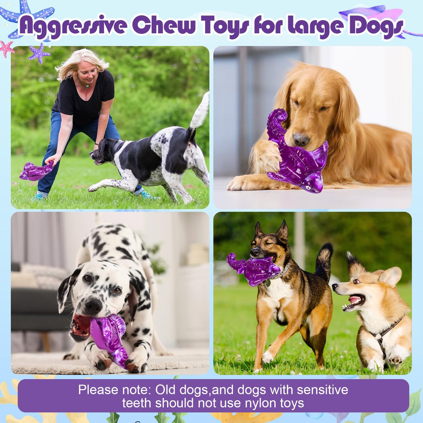 loncoldy Tough Dog Toys for Aggressive Chewers, Indestructible Chew Toys for Dogs, Interactive Large Dog Toy to Keep Them Busy, Super Chewer Dog Toy for Large Medium Breed, Gifts for Dogs