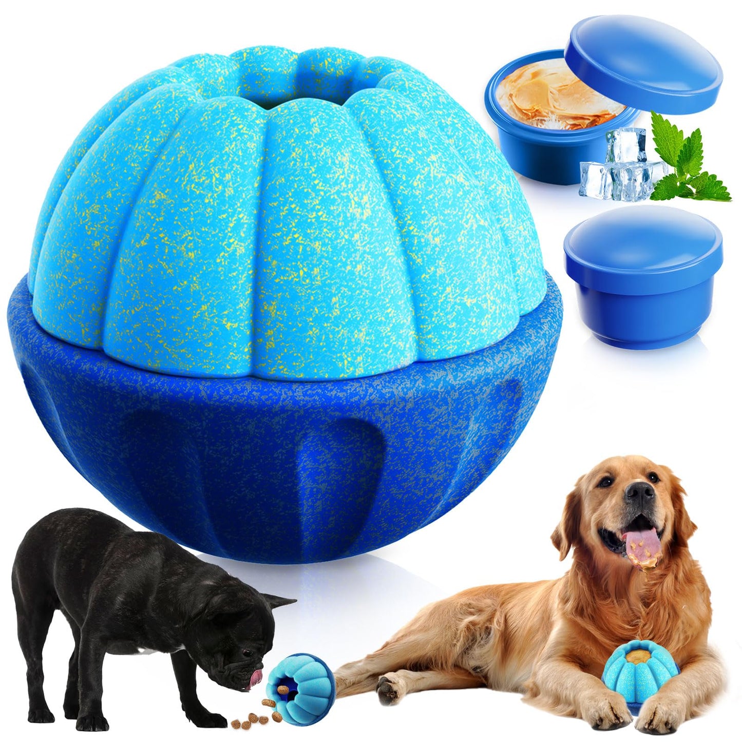 ABRRLO Frozen Dog Treat Toys to Keep Them Busy,Interactive Puzzle Treat Dispensing Dog Toys Ball,Frozen - Licking - Slow Feeder - Cognitive Dogs Enrichment Toy,Durable Small Medium Large Dogs Chew Toy