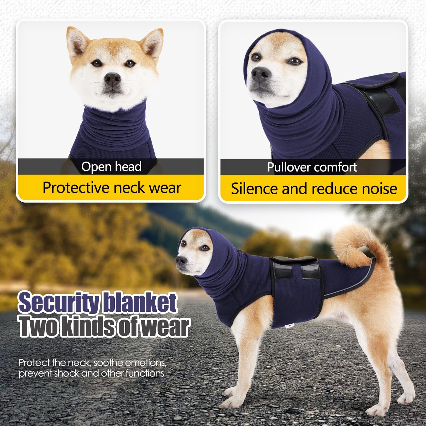 ODSSTAIPS Dog Anxiety Vest Hoodie,Dog Thunder Jacket Thunderstorm,Travel and Vet Visits,Blue XS