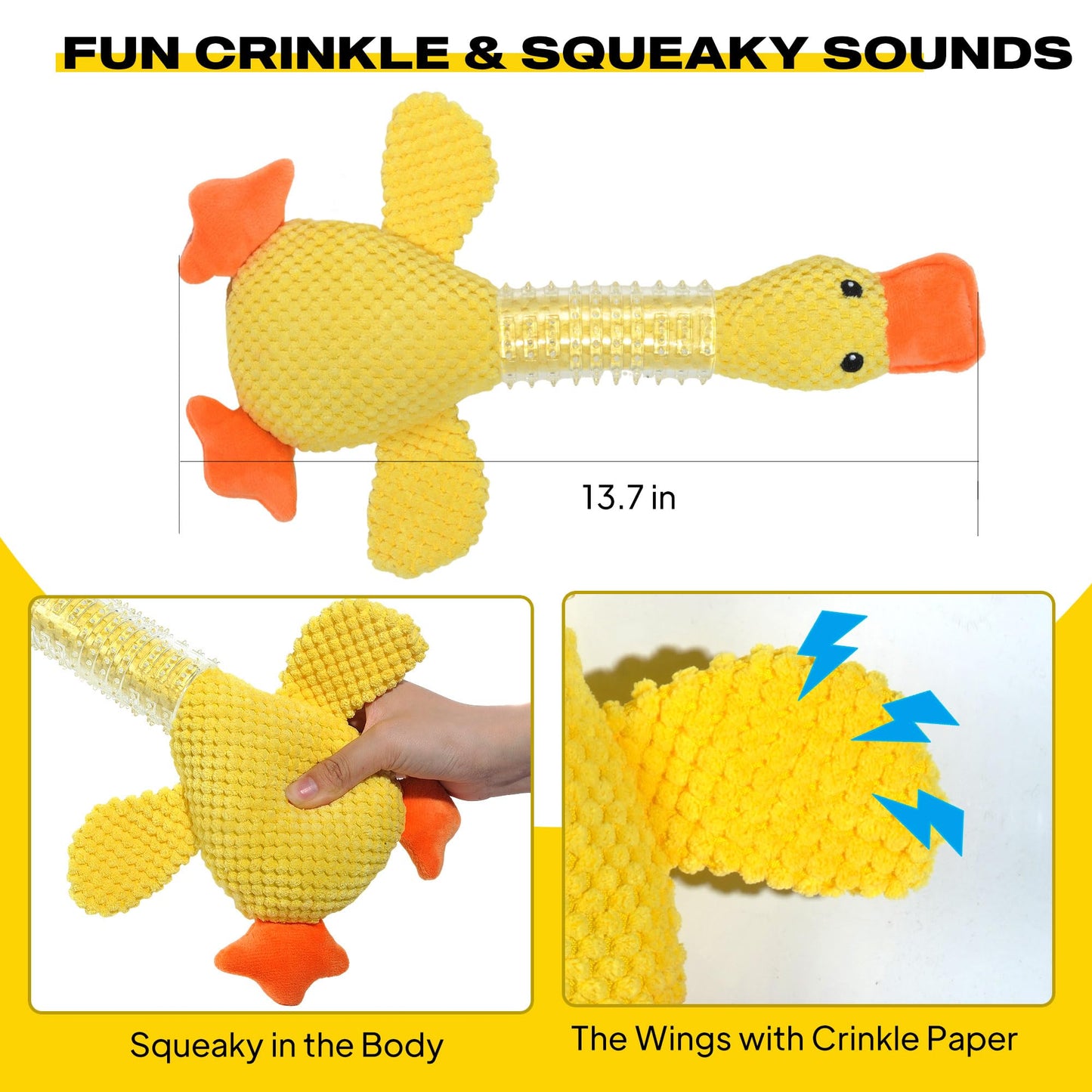 Fida Durable Slip Lead and Dog Chew Toys for Aggressive Chewers Rubber Neck Set, Squeaky Dog Toys for Large Dogs, Indestructible Dog Toy Puppy Teething Toys Plush Duck Dog Toy to Keep Them Busy