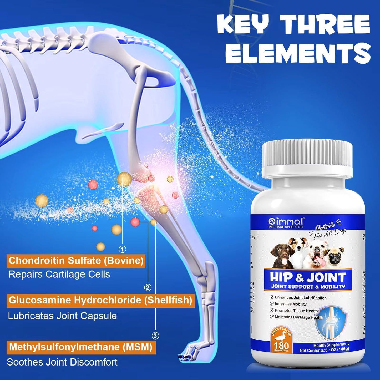 Hyalogic Pro Advanced HyaFlex for Dogs – Amazing Joint Support Supplement for Your Buddy – 30 Beef Flavored Wafers - Dog Joint Supplement w/Hyaluronic Acid, Glucosamine, MSM & Cynatine (30 Tablets)