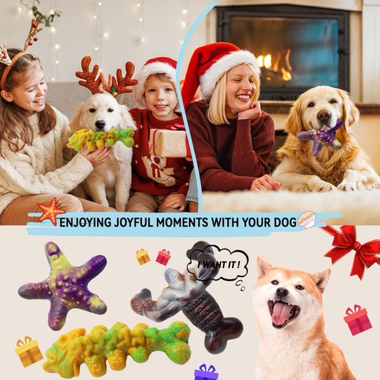 Dog Chew Toys for Aggressive Chewers,3 Pack Tough Dog Bone Toys to Keep Them Busy, Indestructible Pet Toy for for Medium/Large Breed