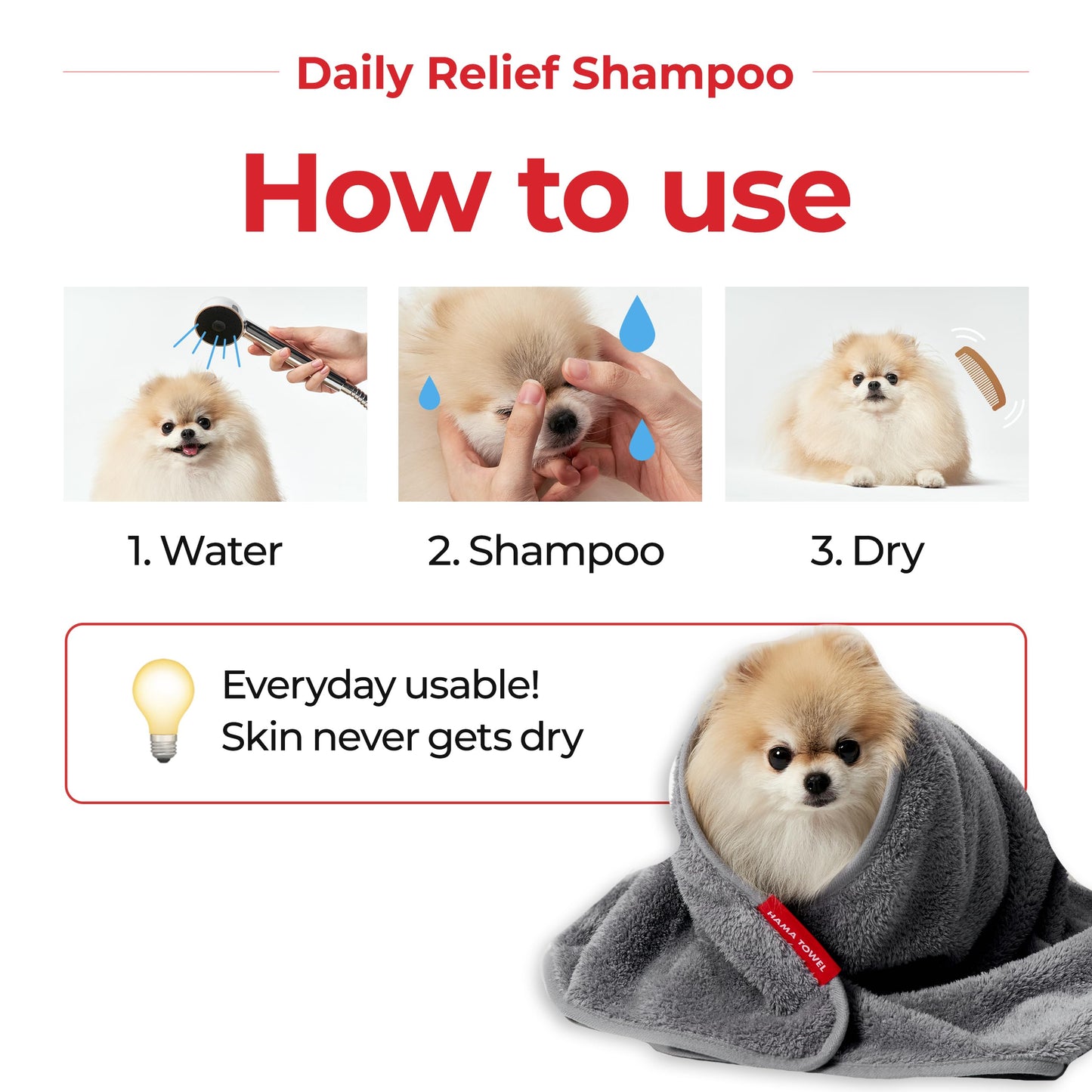 JAYU PET Daily Relief Shampoo - Vet Approved for Itchy Sensitive Skin, Natural Ingredients for Allergies. Moisturizing, Deodorizes Smelly Dogs, Best Odor Eliminating Dog Shampoo (10.1oz)