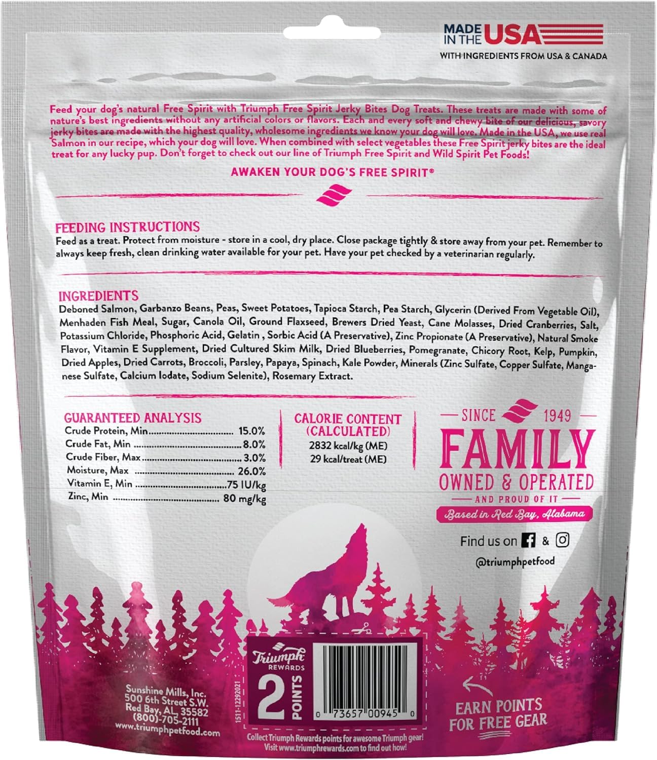 Triumph Free Spirit Grain Free Salmon and Vegetable Recipe Jerky Bites Soft Dog Treats, 20 Ounce (Pack of 2)