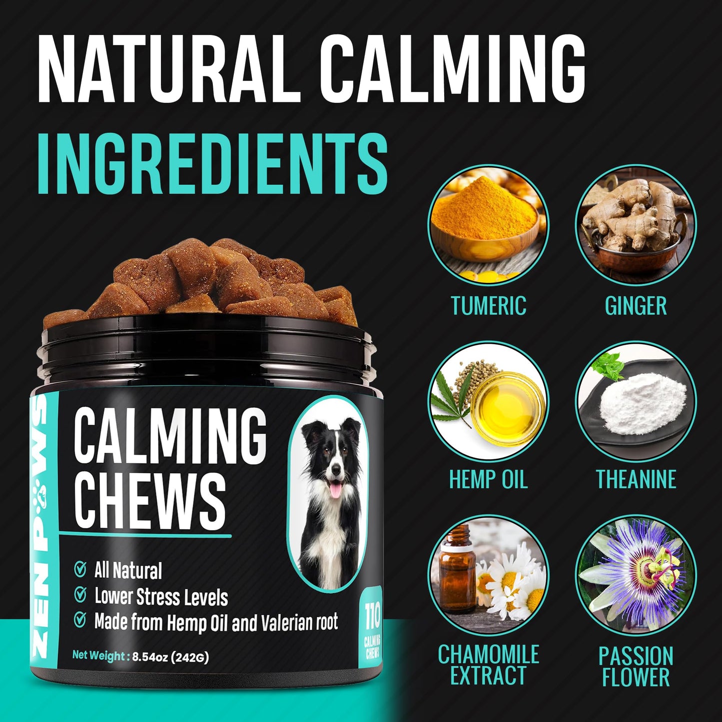 Hemp Calming Chews for Dogs with Anxiety and Stress - Dog Calming Treats - Dog Anxiety Relief - Storms, Barking, Separation - Valerian - Hemp Oil - Calming Treats for Dog