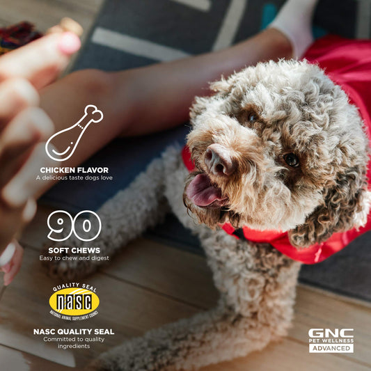 GNC Pets Advanced Dog Supplements, Cardiovascular Support & Heart Health Chews for Dogs, Soft Pet Supplement Made in USA, Cardio Vitamins & Easy to Chew Canine Essentials, 90 Count