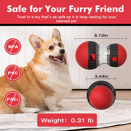 Dog Puzzle Toy for Anxiety Relief - Adjustable Treat Dispensing Ball with Slow Feeder Design, Tough Bite-Resistant Interactive Chase Toy, Enrichment Training Games for Small/Medium/Large Dogs (Red)
