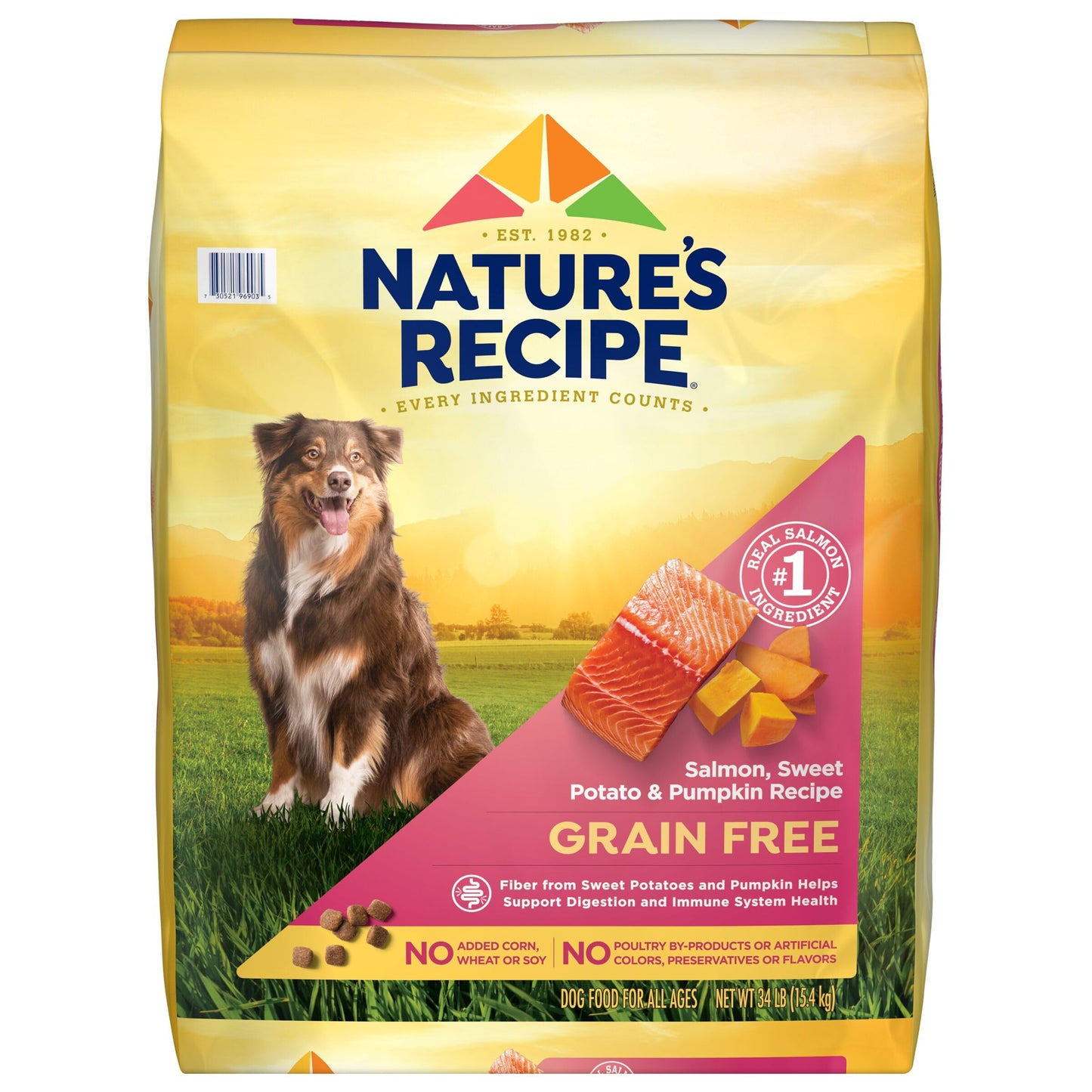 Nature's Recipe Grain Free Dry Dog Food, Salmon, Sweet Potato & Pumpkin Recipe, 34 lb. Bag