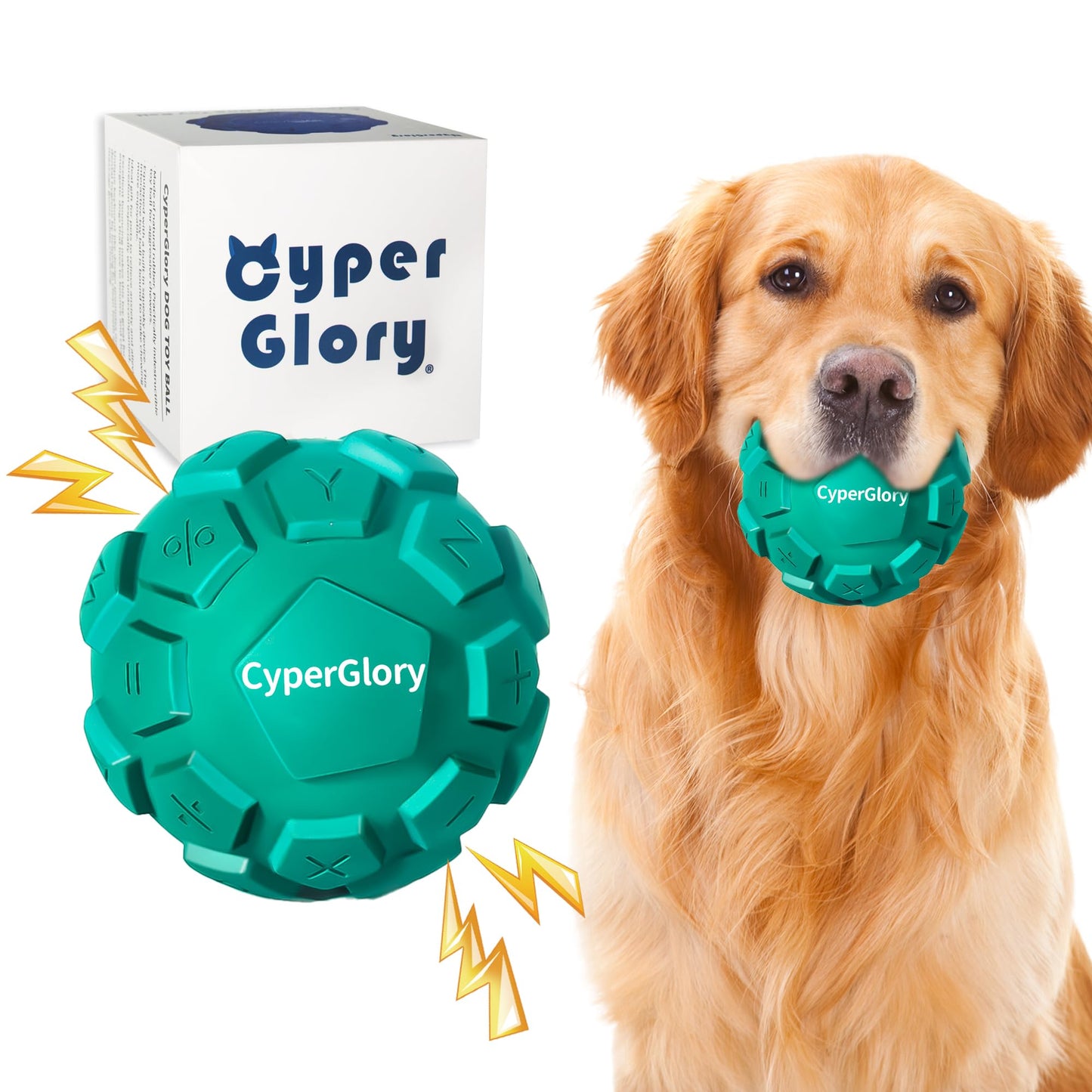 CyperGlory Upgraded Keyboard Dog Balls - Tough Durable Dog Toys with Improved Sound Activation for Aggressive Chewers, Relieves Anxiety, Cleans Teeth, Natural Rubber Dog Toy with Squeaker