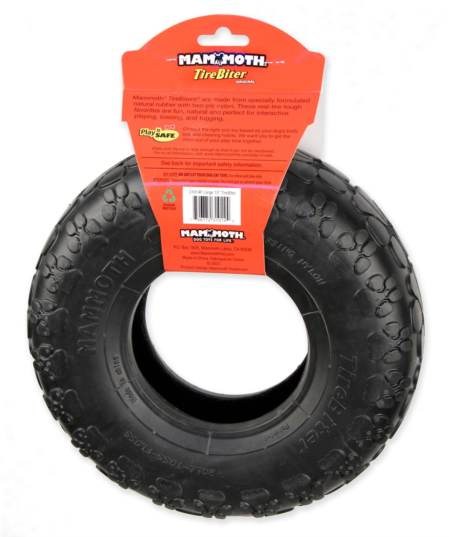 Mammoth TireBiterII – Natural Rubber Dog Toys for Extreme Chewers – Dog Toys for Extra Long Interactive Play – Aggressive Chewer Toys for Medium - Large Dogs - Large 6”