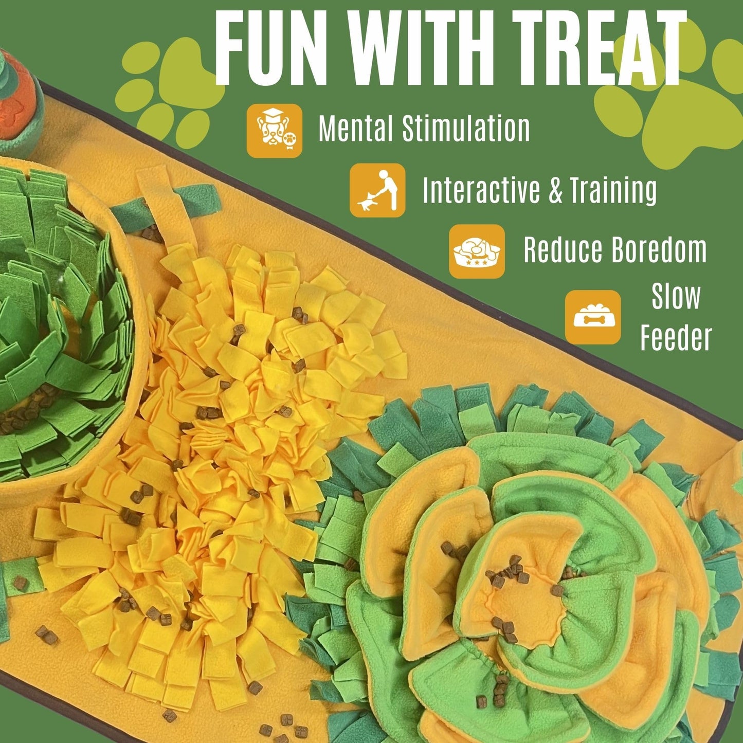 DUDULOVY Snuffle Mat for Dogs, Cats and Small Pets, 34"X 19" Large Dog Snuffle Mat with Squeaky Plush Carrot Toy, Interactive Dog Puzzle Mat for Mental Stimulation and Boredom Buster…