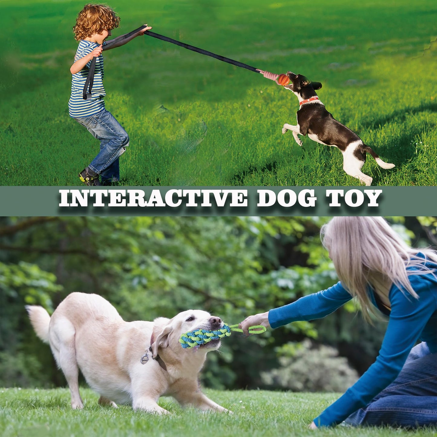 GTIIAS Interactive Dog Toys Tug of War Dog Toy for Small/Medium/Large Dogs,Teething Rope for Teeth Cleaning,Puzzle Ball for Chewing,Dog Bungee Tug Toy Kit, blue