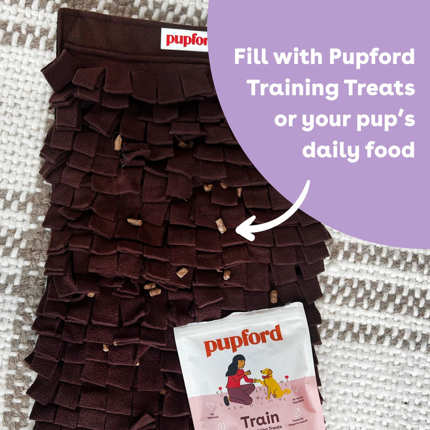 Pupford Snuffle Mat for Dogs, Mental Enrichment Puzzle Toy for Training, Anxiety Relief & Boredom Reduction (18.5” x 12.5”, Black)