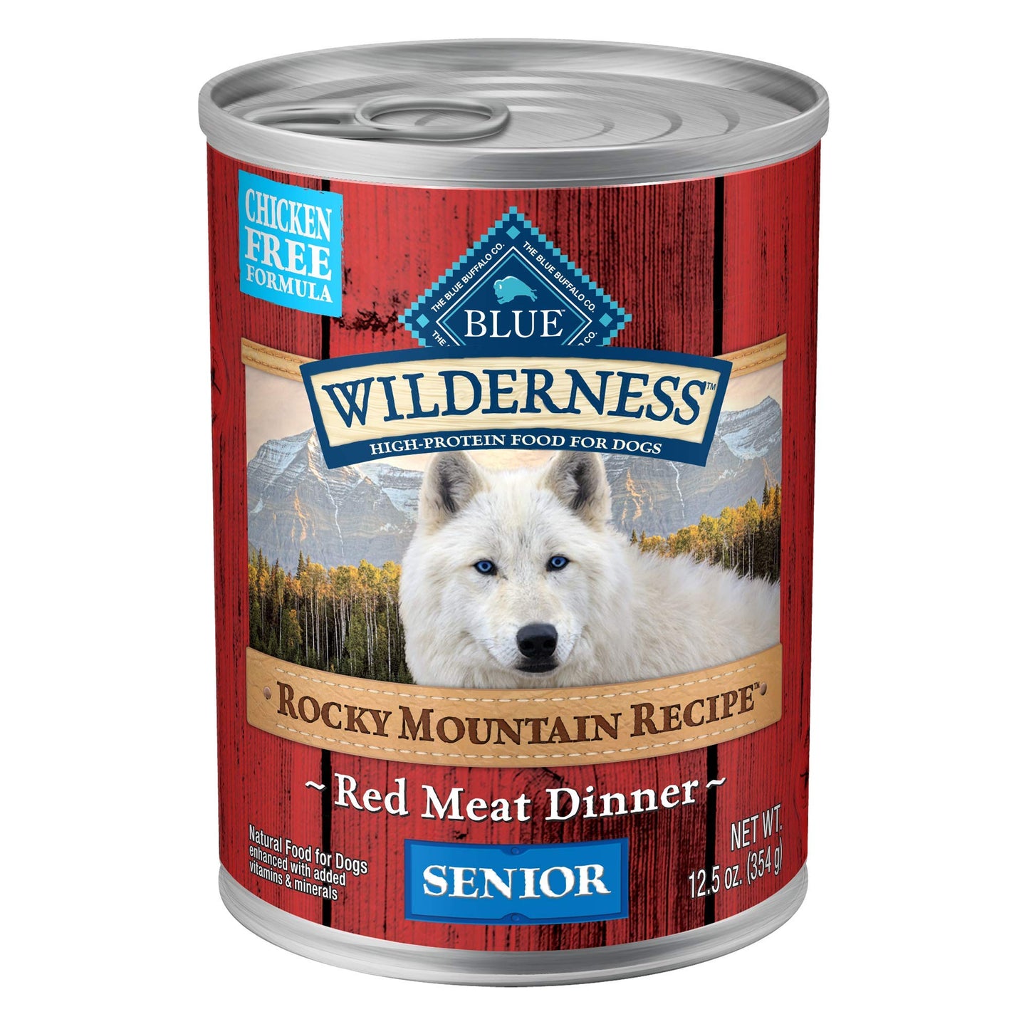 Blue Buffalo Wilderness Rocky Mountain Recipe Senior Wet Dog Food, High-Protein & Grain-Free, Made with Natural Ingredients, Red Meat Recipe, 12.5-oz. Cans (12 Count)