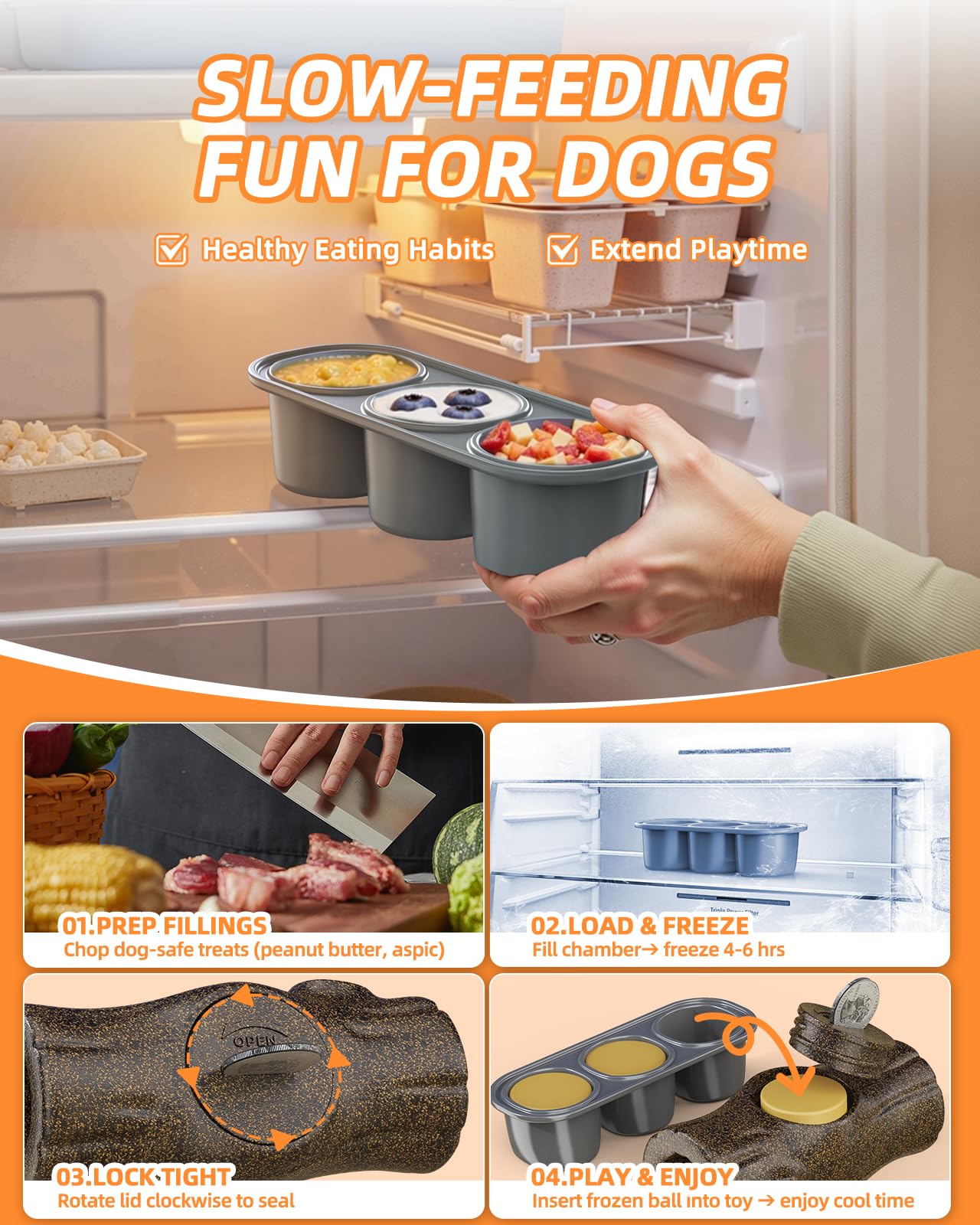 Kovirova Interactive Dog Toys, Dog Toys for Aggressive Chewers, Frozen Dogs Chew Toys Keep Dog Busy with Long Lasting, Reduce Anxiety, Indestructible Dogs Toy for Large/Medium Breeds