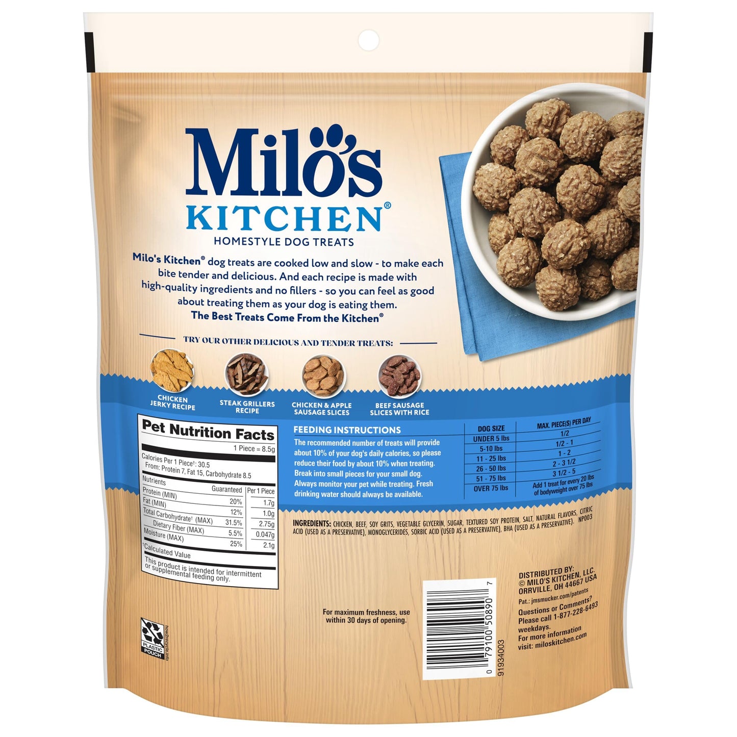 Milo's Kitchen Chicken Meatballs Dog Treats, 18-Ounce