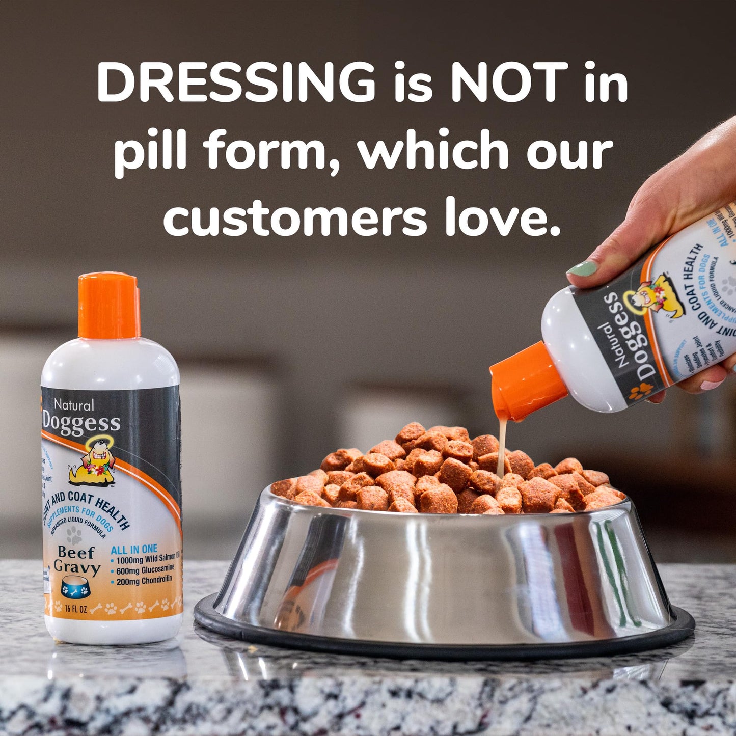 DOGGESS Dressing Best Hip and Joint Supplement for Dogs, Glucosamine & Chondroitin/Joint Health/Salmon Oil for Dogs Skin and Coat Health, Delicious Beef Gravy Flavor, 32 Oz