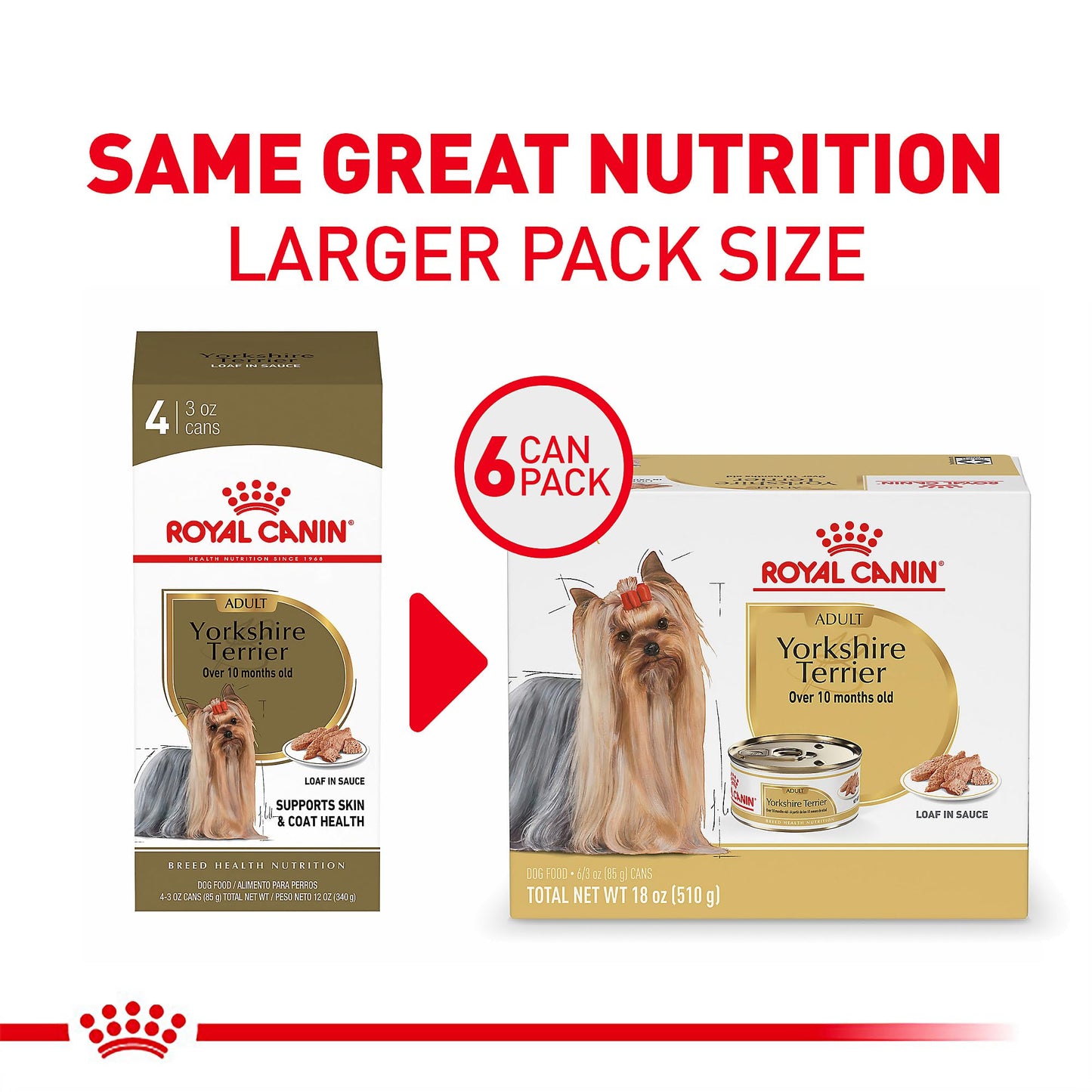Royal Canin Breed Health Nutrition Yorkshire Terrier Adult Loaf in Sauce Dog Food, 3 oz (Pack of 6)