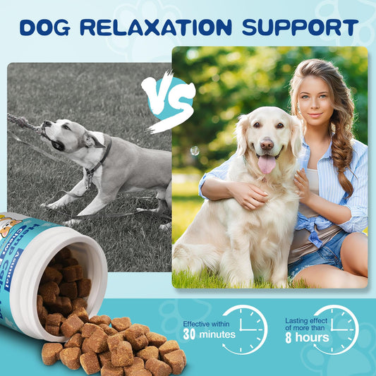 Calming Chews for Dogs - Advanced Hemp Dog Calming Chews - Anxiety Relief Treats - Dog Supplement for Barking, Vet Visits, Stress, Separation, Fireworks, Joint and Hip Health Support 180 Soft Chews