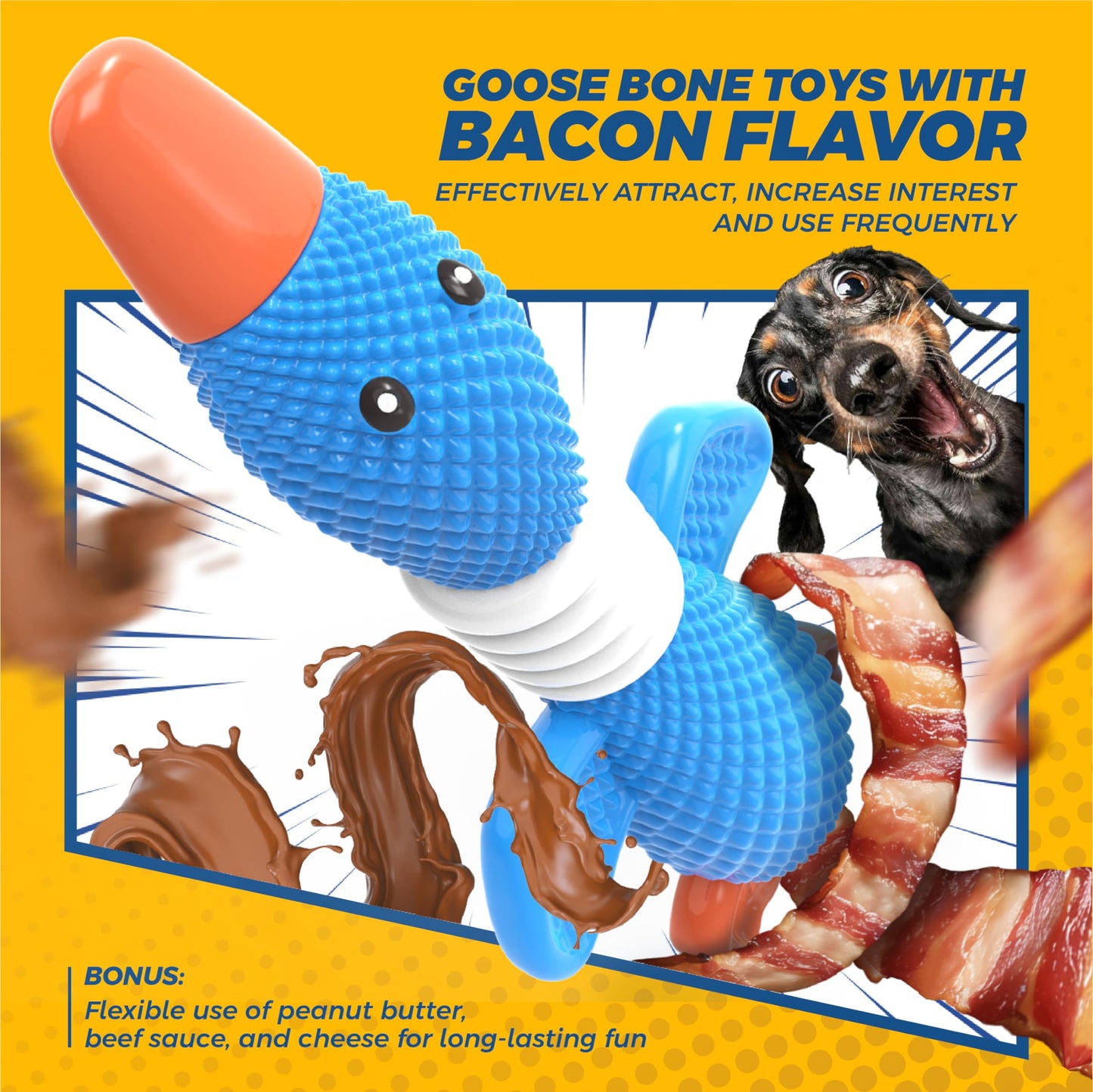 Vitscan Upgraded Nylon Goose Dog Toys for Aggressive Chewers,Tough Dog Toys for Large Dogs Medium Breed,Durable Dog Chew Toys for Teething,Heavy Duty Bone Indestructible Dog Toy