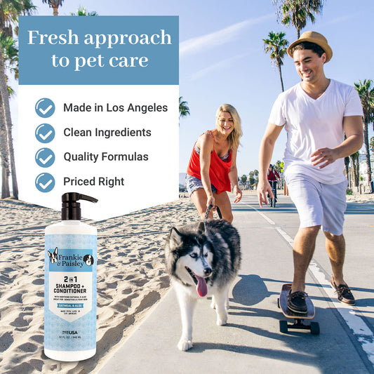 Frankie & Paisley 2-in-1 Soothing Dog Grooming Shampoo and Conditioner for Dry or Itchy Skin and Allergy Relief with Oatmeal and Natural Aloe Vera - 32 fl. Oz