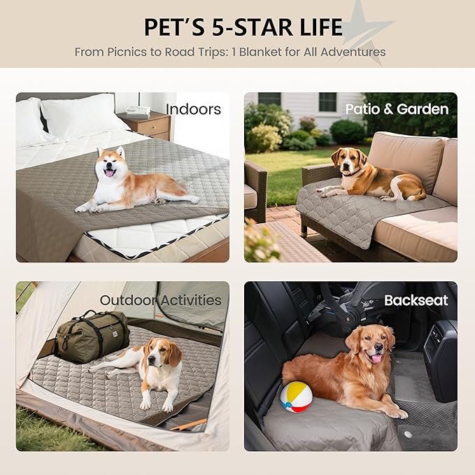 gogobunny 3X Stronger Waterproof Pet Blanket, Scratch Proof Furniture Protector for Dogs Cats, Reversible Cover 30x90 Inch, Dark Stone