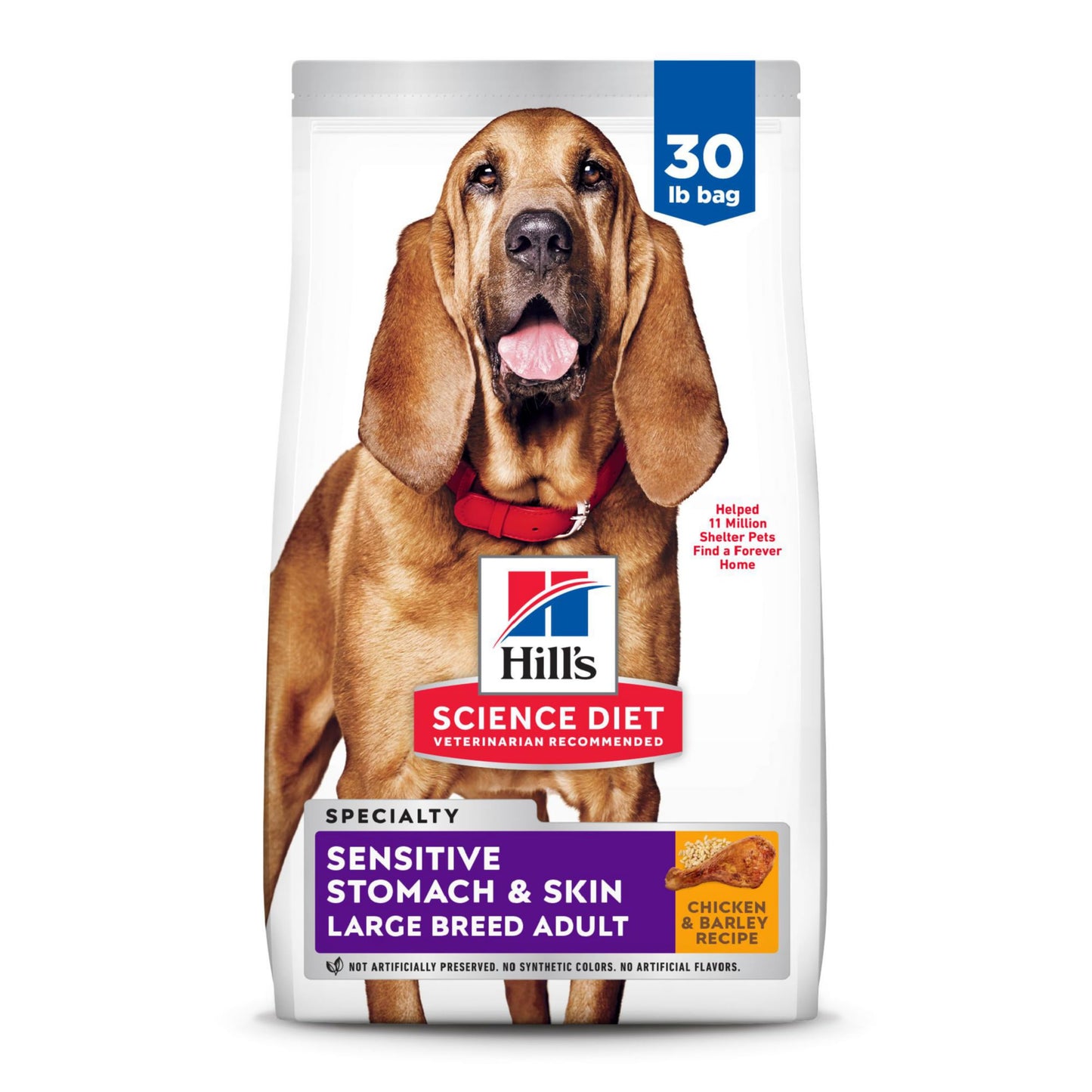 Hill's Science Diet Sensitive Stomach & Sensitive Skin Large Breed Adult Dry Dog Food 1-5, Prebiotic Fiber to Support Digestive Health, Chicken Recipe, 30 lb. Bag
