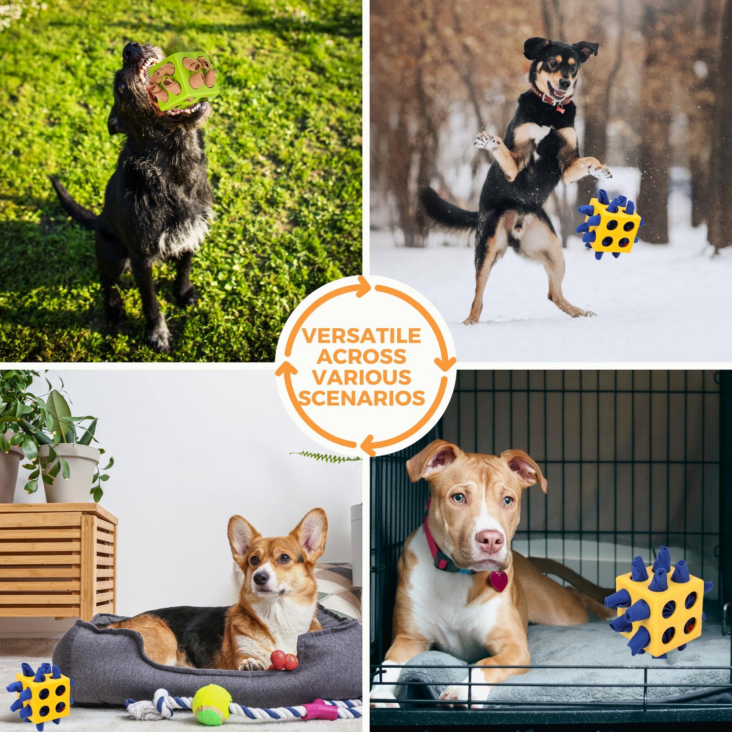 Fossa Dog Enrichment Puzzle Toy, Interactive Snuffle Ball for Dogs Encourage Stimulation Food Foraging Skill, Resistant Rope to Hide Treat for Aggressive Puppy, Small, Medium, Large Dog