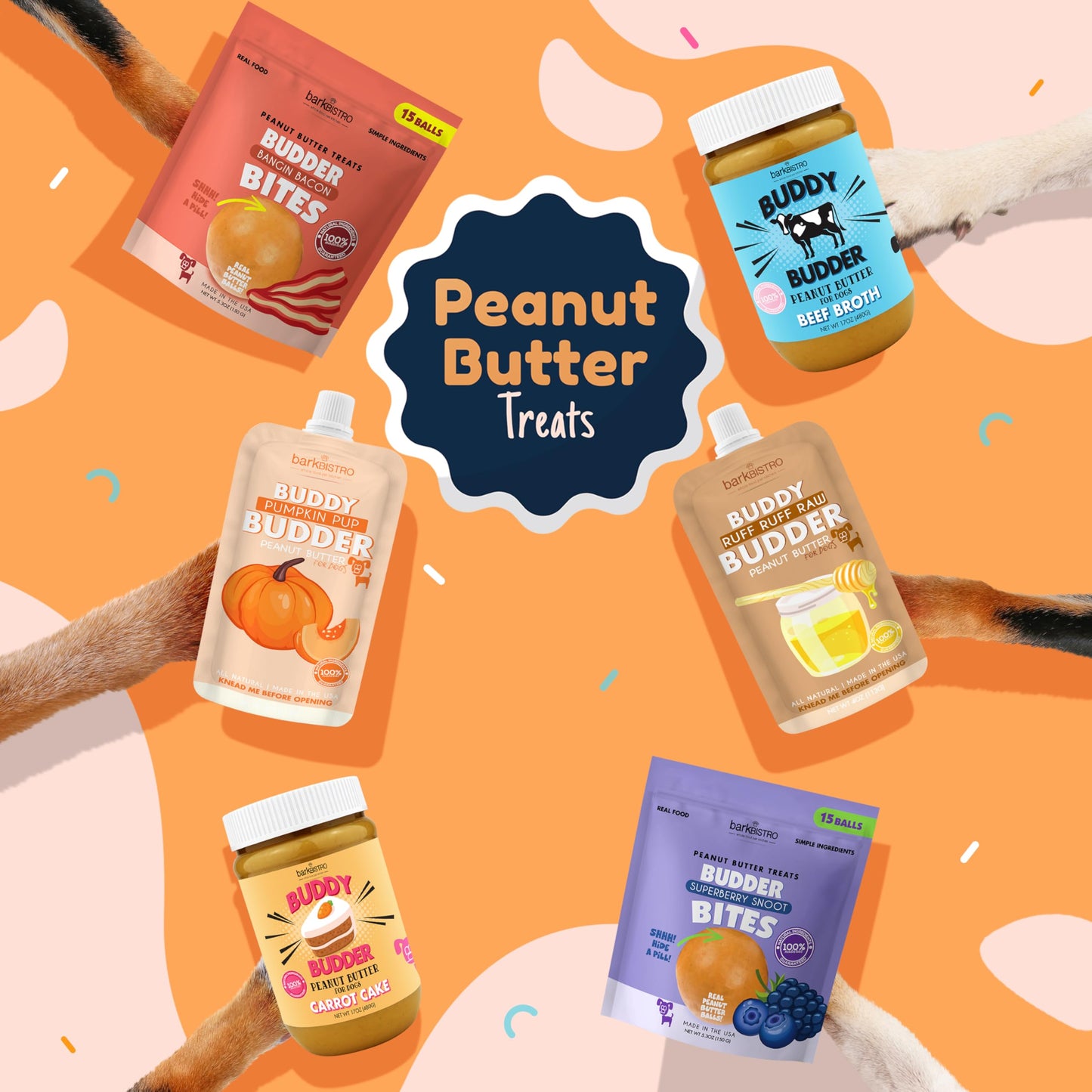 BUDDY BUDDER Barkin' Banana, 100% Natural Dog Peanut Butter, Dog Treat, Made in USA (17oz Jars)