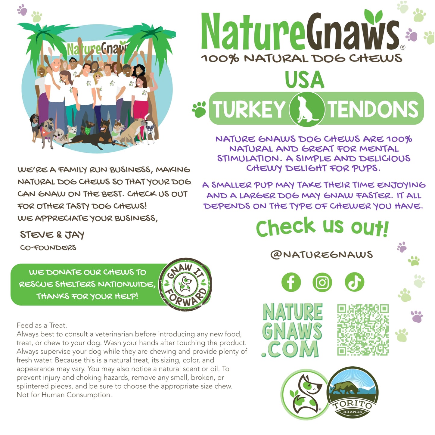Nature Gnaws USA Turkey Tendons for Dogs (8oz) - Delicious Grain Free Reward Snack for Small, Medium & Large Breeds - Premium Natural Dog Chew Treats