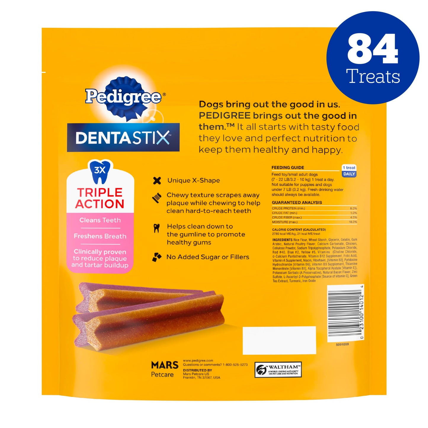 Pedigree Dentastix Dual Flavor Small Breed Dog Treats, Bacon & Chicken, 17.78 oz. Bag (84 Treats)