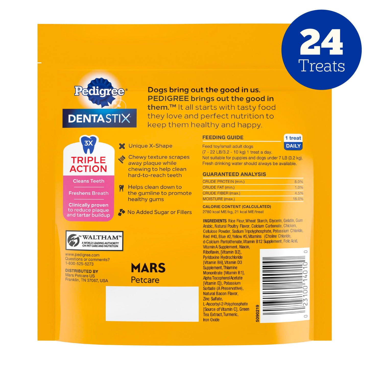 Pedigree Dentastix Dual Flavor Small Dog Dental Treats, Bacon & Chicken, 5.08 oz. Bag (24 Treats)