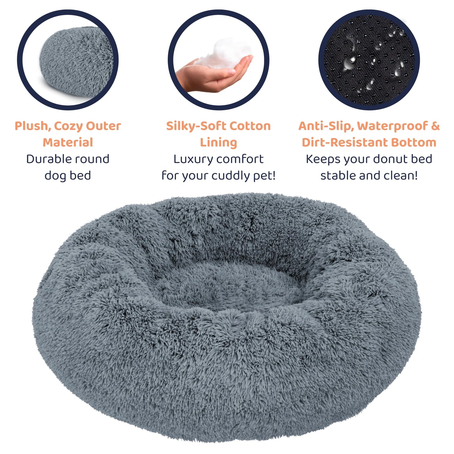 Petloox Clearance Round Dog Bed - Premium Comfort for Anxiety Relief - Fluffy & Calming Design with Ultra-Plush Support | Cozy Dog Bed with Super Soft Circle Style