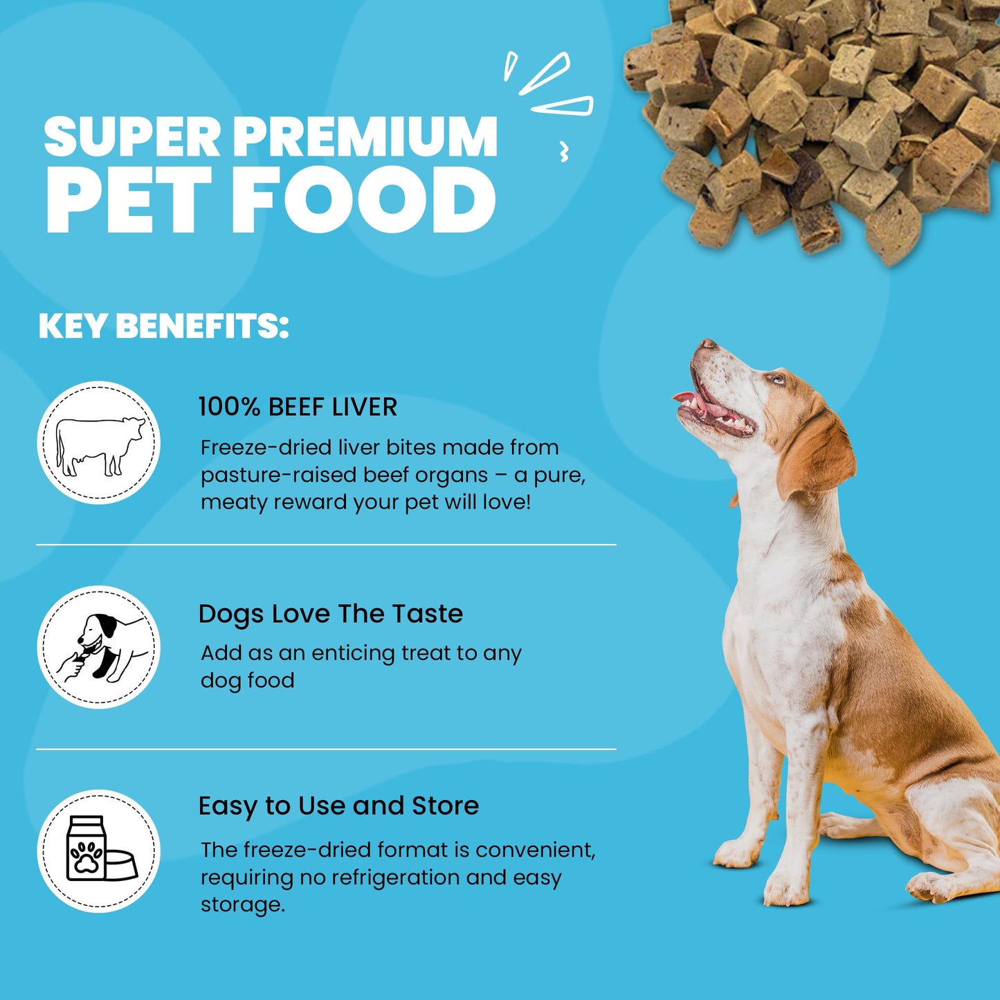 Muenster Freeze Dried Beef Liver Bites - Dog Treats, Mixer or Topper (16oz) - One Ingredient