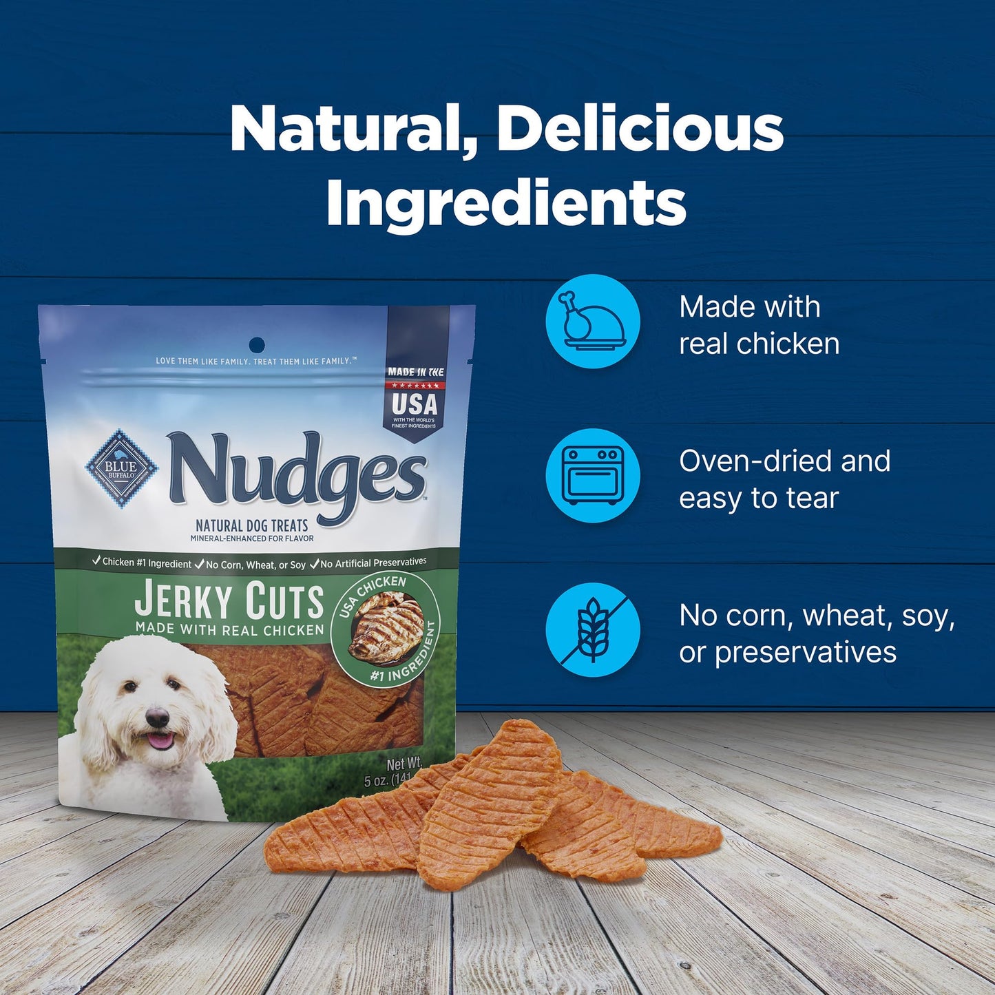 Blue Buffalo Nudges Jerky Cuts Natural Dog Treats Chicken Bag