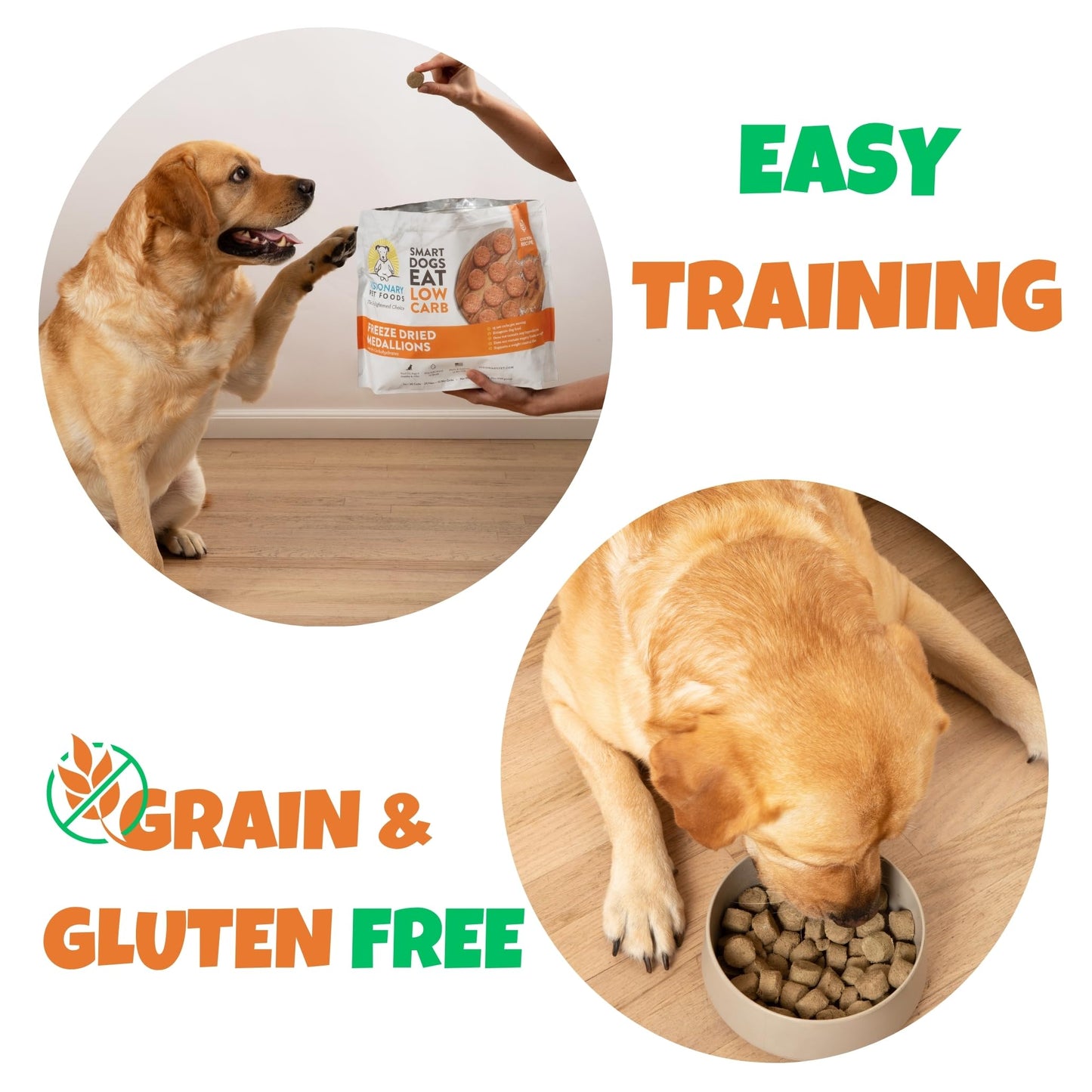 Visionary Pet Foods Chicken Freeze Dried Dog Treats - 310x Medallions Keto and Diabetic Friendly - Additive Free, Made in USA Low Carb, High Protein - Healthy Dog Training Treats, Resealable Bag