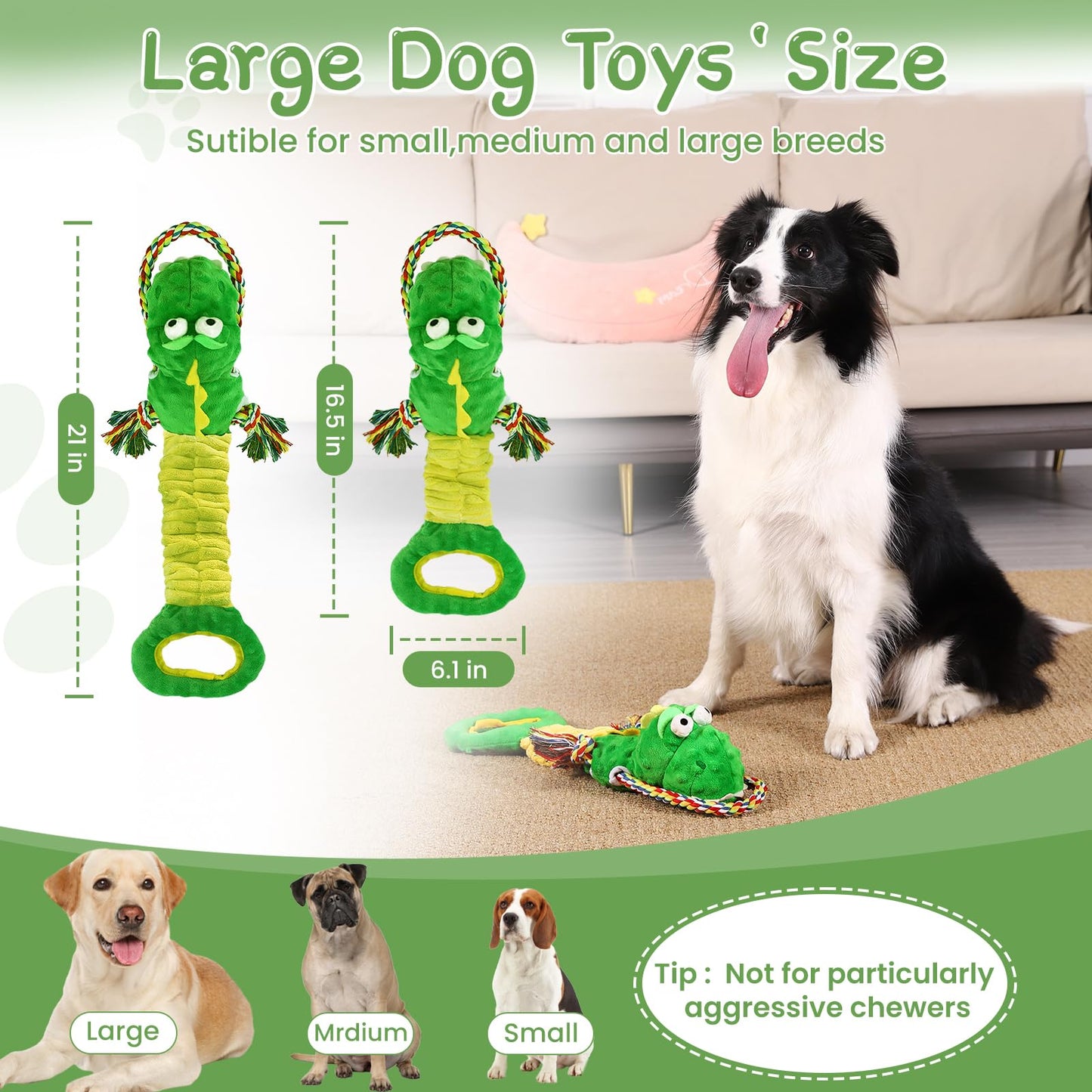YINEYA Squeaky Dog Toys for Large Dogs, Interactive Dog Toys to Keep Them Busy, Puppy Chew Toys for Teething, Dog Tug of War Toys, Puppy Teething Toys
