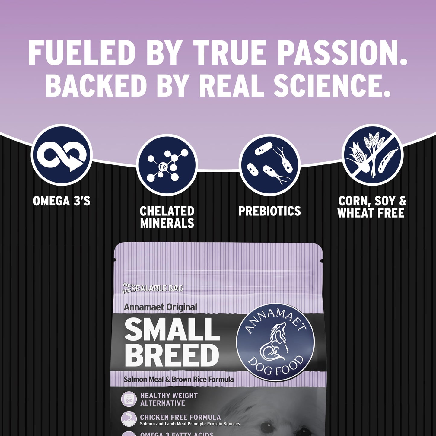 Annamaet Original Small Breed Salmon Formula Dry Dog Food, (Salmon & Brown Rice), 12-lb Bag