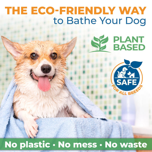 Dog Shampoo Sheets - Water Activated Hypoallergenic Shampoo Sheets for Dogs & Puppies - Lick-Safe, Gentle Hypoallergenic Plant-Based Formula - Portable & Tear-Free Travel-Friendly, Easy to Use