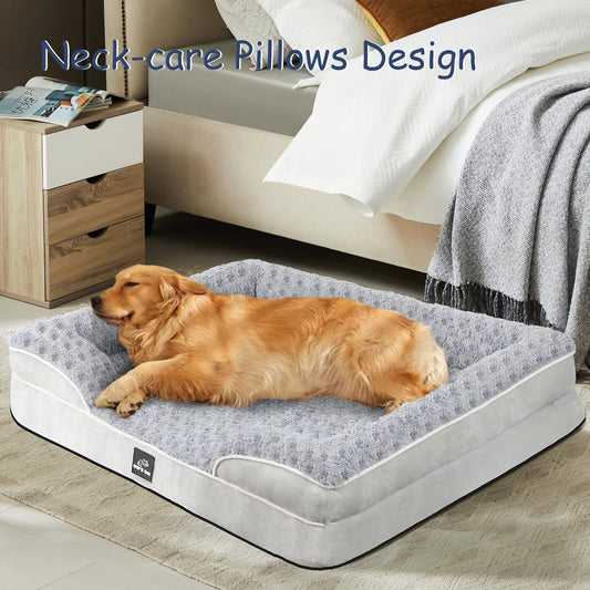 Orthopedic Dog Bed for Large Medium Sized, Washable Memory Foam Large Dog Bed, Durable Medium Pet Sofa with Removable Cover, Washable Waterproof Pet Couch Beds(Grey, XL)