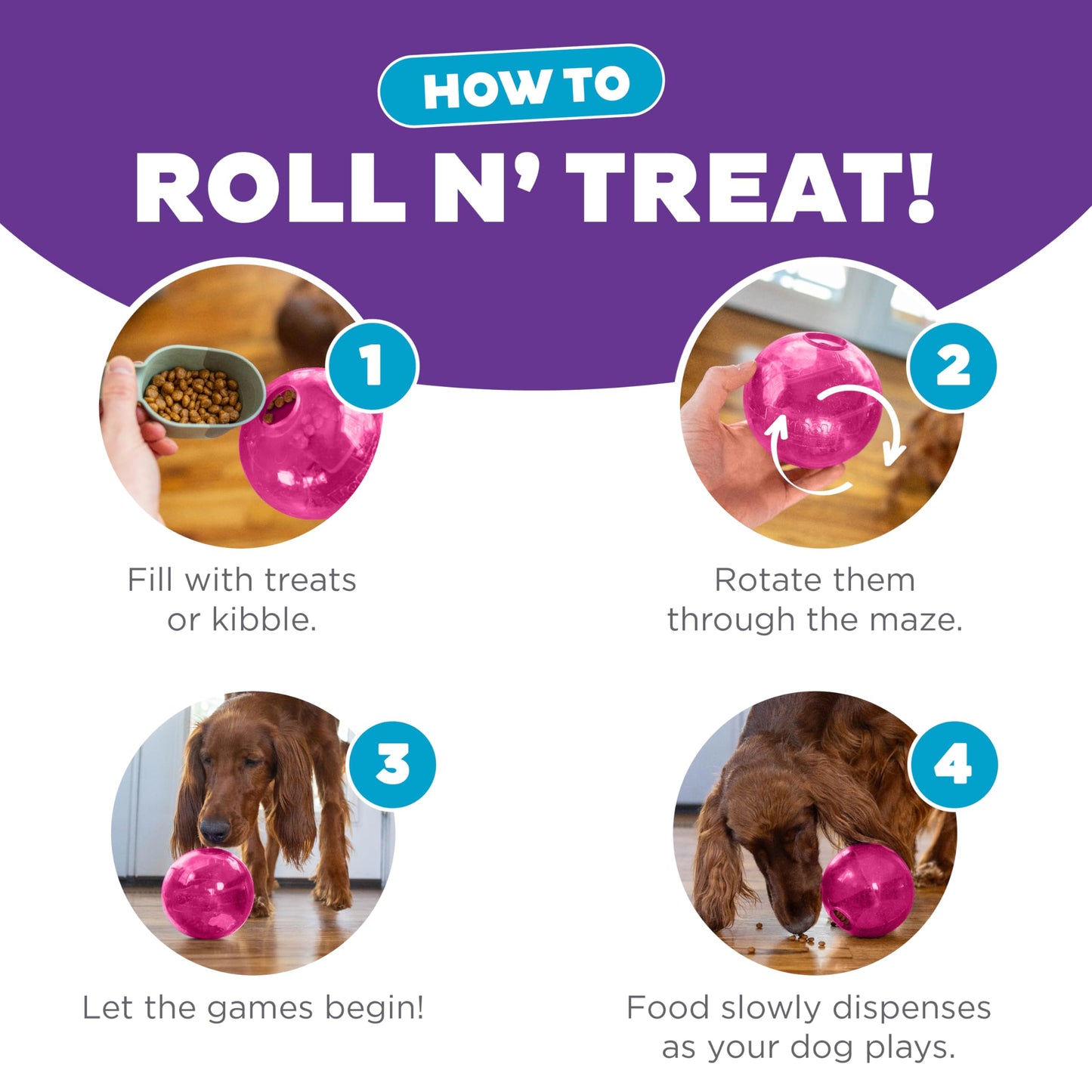 Outward Hound Orbee-Tuff Mazee Interactive Dog Puzzle Toy, Treat Dispensing Slow Feeder Ball, Pink, 4.7-Inch