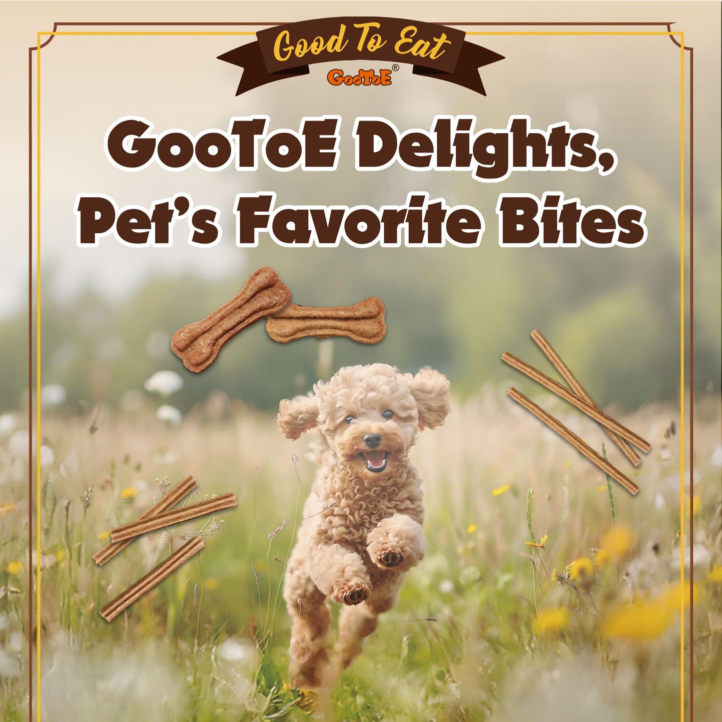 Gootoe Buffalo Dog Treats, Buffalo Bites Stick (Small) 8oz - Natural Low-Fat Chews for Training & Rewards, Limited Ingredient, Resealable Bag, Perfect for Small Dogs & Puppies