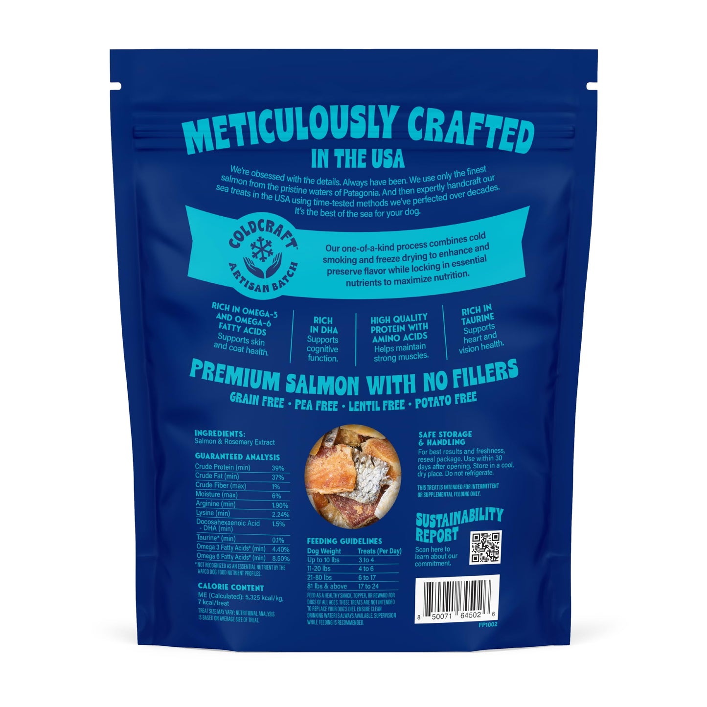 Finfare Freeze Dried Dog Treats, Salmon Skin Bites, Protein & Omega-3s, Grain Free Salmon Dog Training Treats, Crafted in USA, 9oz