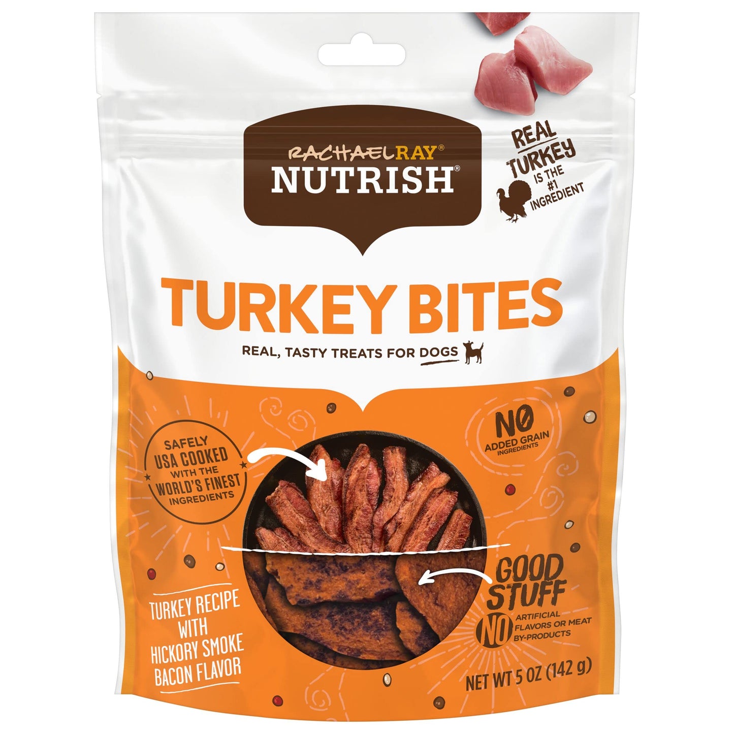 Nutrish Rachael Ray Turkey Bites Turkey Recipe with Hickory Smoke Bacon Flavor Dog Treats, 5 oz. Pouch, 5 Count